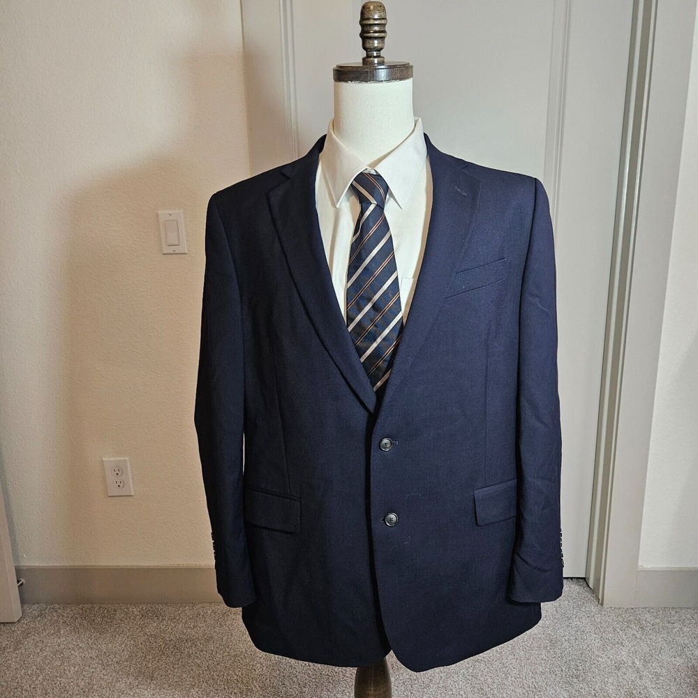 Stafford Suit Blazer Sport Coat Men 46R Classic Fit Wool‎ Blend Black